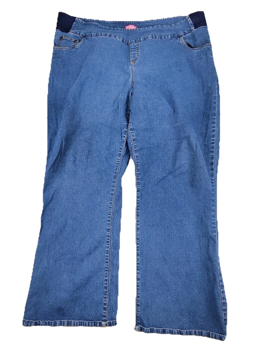 Woman Within Straight Jeans Womens 26W Blue Medium Wash Elastic Waist 48x28